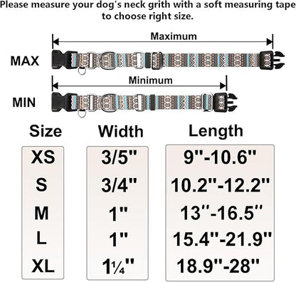 Martingale Dog Collar with Buckle Tribal Design Adjustable Escape Proof Pet Collars (Aztec, Medium)