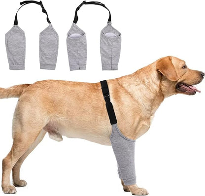 Dog Recovery Suit for Front Legs, Dog Recovery Sleeves After Surgery with Elastic Band, Soft Protective Elbow Braces for Medium Large Dogs, Cone Collar Alternative to Stop Licking Leg Wounds,Grey,XL