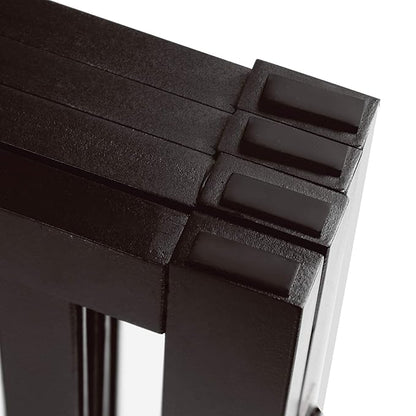 WELLAND 24" Freestanding Pet Gate, Foldable Wooden Dog Gate, 4 Panel Step Over Fence, Indoor Puppy Gate, Expands Up to 80" Wide, Espresso