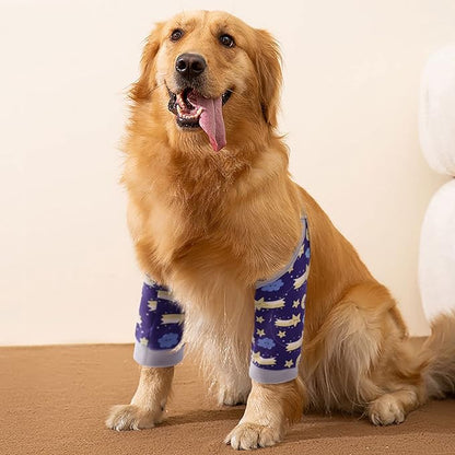 ROZKITCH Dog Surgery Leg Sleeve for Front Legs, Pet Prevent Licking Wound Elbow Knee Protector, Dog Leg Sleeve to Stop Licking Cone Collar Alternative for Sprain ACL CCL Arthritis Blue 2XL