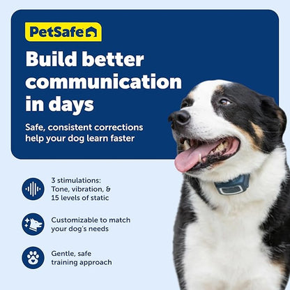 PetSafe 600 Yard Remote Training Collar – Choose from Tone, Vibration, or 15 Levels of Static Stimulation – Medium Range Option for Training Off Leash Dogs – Waterproof and Durable – Rechargeable