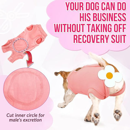 SlowTon Dog Recovery Suit - Surgery Recovery Suit for Female Male Dogs, Dog Onesie After Spay Abdominal Wounds, E-Collar Cone Alternative Prevent Licking Pet Surgical Suit(Light Pink,L)