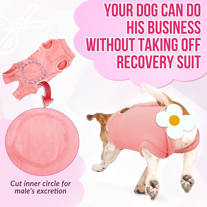 SlowTon Dog Recovery Suit - Surgery Recovery Suit for Female Male Dogs, Dog Onesie After Spay Abdominal Wounds, E-Collar Cone Alternative Prevent Licking Pet Surgical Suit(Light Pink,XXL)