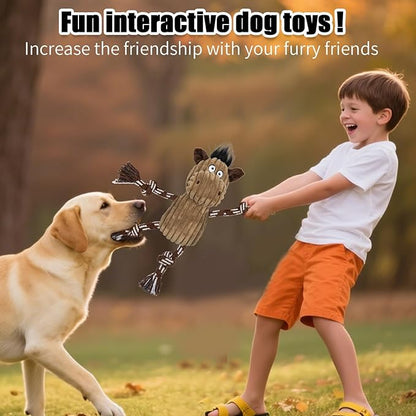 5 pack Large dog Squeaky Toys,Tough Stuffed Plush dog chew Toys Assortment ,Durable plush Animal dog Toys with Tug of War Rope to Keep Them Busy, Puppy Toys Value Bundle for Small Medium Large Dogs