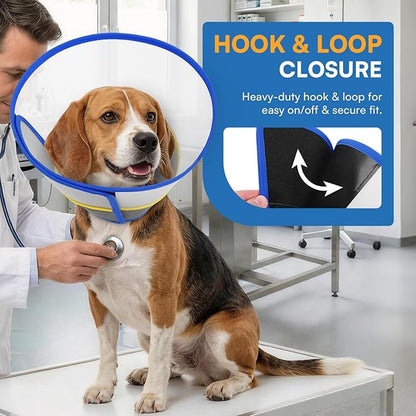 Queenmore Soft Dog Cone Collar for Dogs and Cats After Surgery, Flexible Plastic Cone for Dogs, Dog Recovery Collar, Elizabeth E-Collar Pet Head Cones for Neutering Spay Injury, Blue Medium