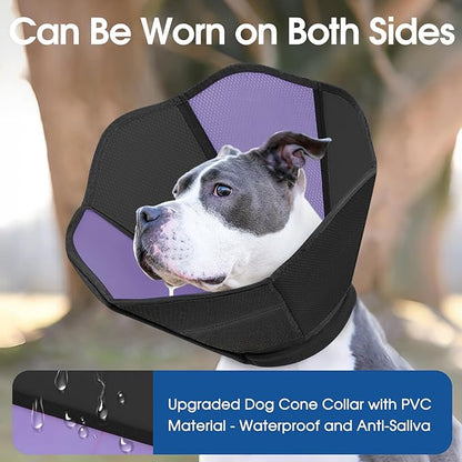 Cone for Dogs to Stop Licking - Soft Dog Cone with Double-Layer Design, Small Dog Cones Collar Alternative, Adjustable Pet Recovery Collar for Dogs After Surgery, Black S