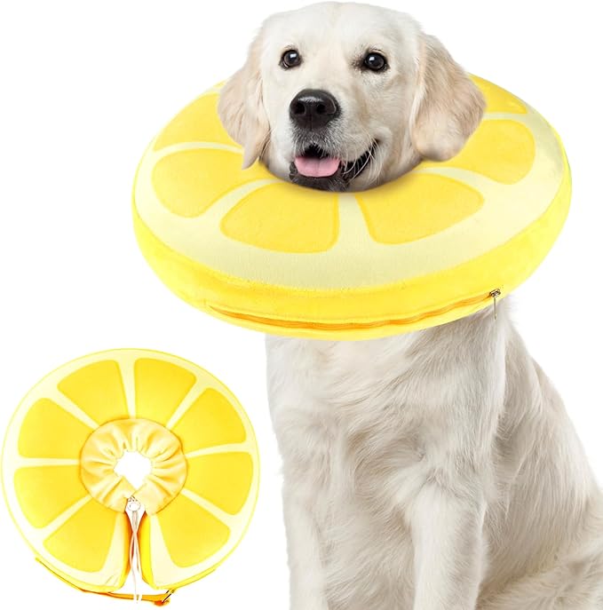Inflatable Dog Cone, Protective Inflatable Collar for Large Dogs,Soft Adjustable Pet Cone Alternative After Surgery for Wound Healing and Prevent from Biting or Scratching,L(12.5"-18")