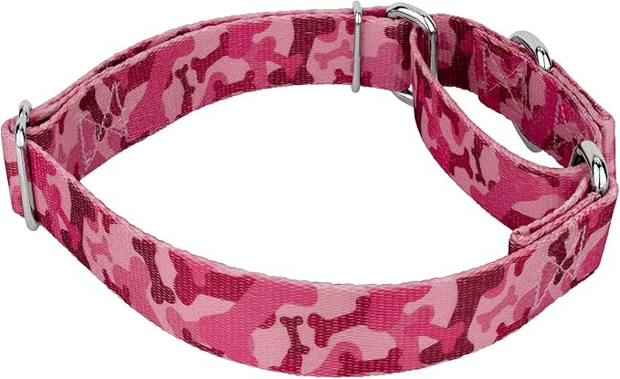 Country Brook Petz - Pink Bone Camo Martingale Dog Collar and Leash - Camouflage Collection Featuring Rugged Designs (1/2 Inch, Extra Small)