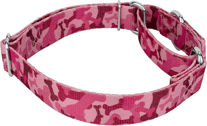 Country Brook Petz - Pink Bone Camo Martingale Dog Collar and Leash - Camouflage Collection Featuring Rugged Designs (1/2 Inch, Extra Small)