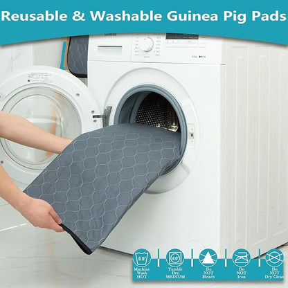 Bunlitent Washable Guinea Pig Cage Liner, 24 x 47 (3 Pack), Waterproof Reusable & Anti Slip Guinea Pig Bedding Fast and Super Absorbent Pee Pad for Small Animals, for Midwest Cage Area