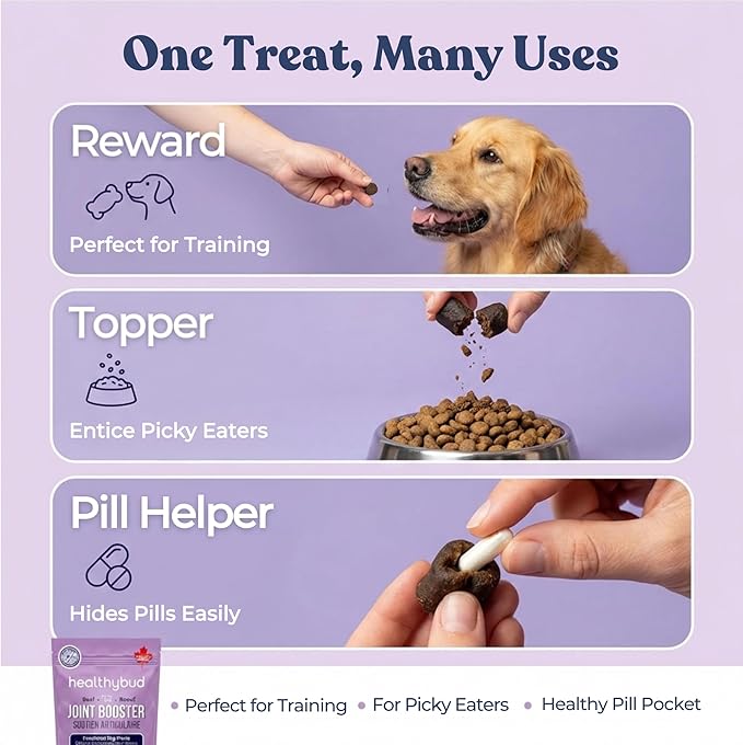 healthybud Hip and Joint Dog Treats - Glucosamine Soft Beef Liver Bites for Senior Dogs, Arthritis Support 14.1oz