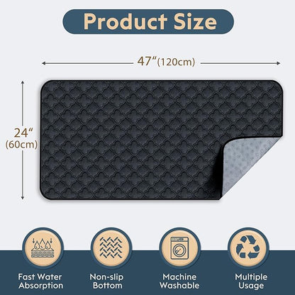 FunFurry Washable Guinea Pig Cage Liner - 2 Pack Reusable Washable Pee Pads，Waterproof Guinea Pig Bedding for Small Animal - Rabbit Bunny Hamster Puppy (Dark Grey, 24" X 47" - 2 Pack)