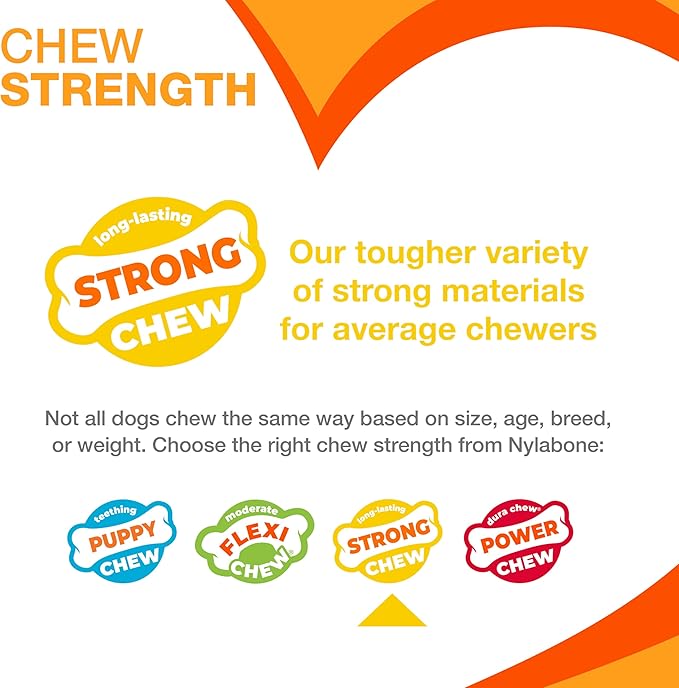Nylabone Double Action Bone Strong Chew Toy for Dogs, Natural Rubber Dog Toy for Boredom, Peanut Butter Flavor, Large Dogs - Up to 50 lbs, 1 Count