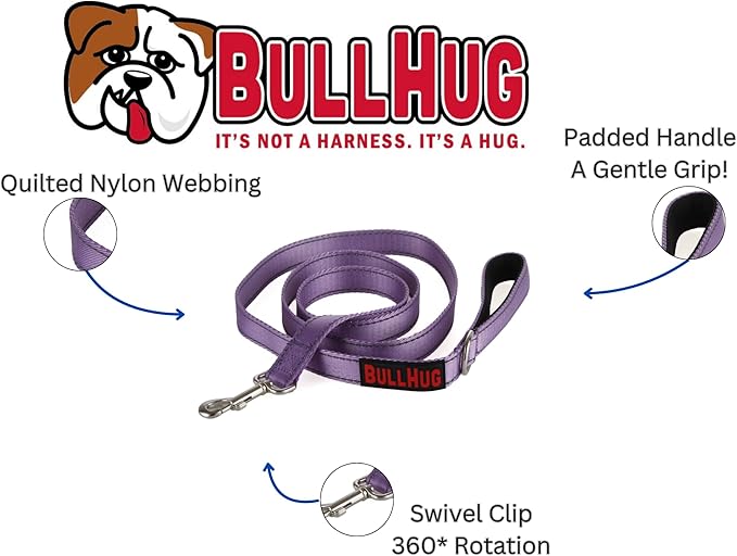 BULLHUG 6 FT Bulldog Leash with Padded Handle. Perfect for Bulldogs, French Bulldogs, Pugs & All Breeds. Leashes for Walking, Training Lead for Bulldogs (Leopard Pink)