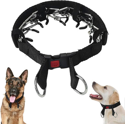 Dog Training Collar, Stainless Steel with Soft Rubber Cap, Adjustable with Quick Release Buckle (M)