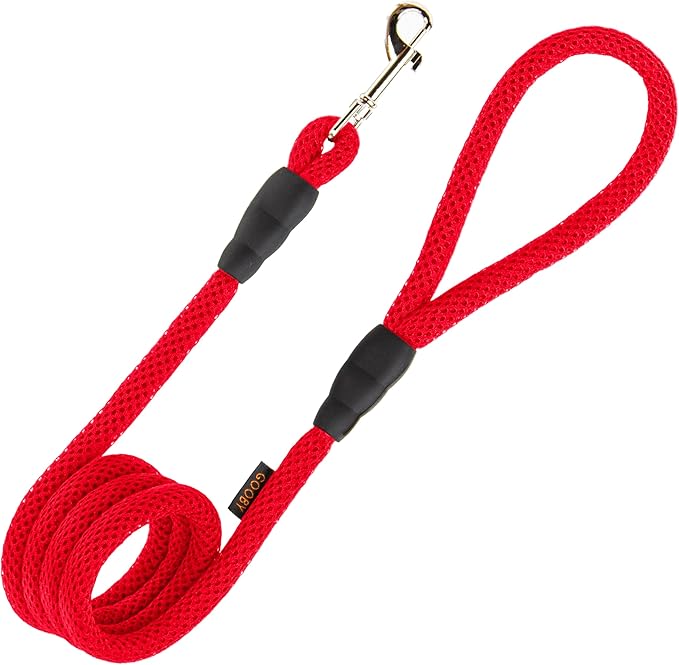 Gooby Mesh Leash - Red, 4 FT - Breathable Mesh 4 Foot Leash for Small Dogs with Bolt Snap Clasp - On The Go Dog Leashes for Small, Medium, and Large Dogs