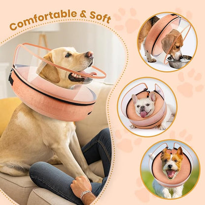 BARKLESS Dog Cone, Inflatable Dog Cone After Surgery, Soft Surgery Collar with Enhanced Anti-Licking Guard Shield for Pets, Patented Protective Donut Collar (Orange, XL (Neck: 18"-23"))