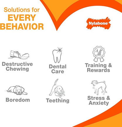 Nylabone Double Action Bone Strong Chew Toy for Dogs, Natural Rubber Dog Toy for Boredom, Peanut Butter Flavor, Large Dogs - Up to 50 lbs, 1 Count