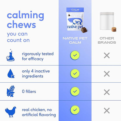 Native Pet Calming Chews for Dogs XL Breed - Promotes Calming Effect, Supports Emotional Balance & Reduces Hyperactivity - Hemp Seed, Melatonin for Dogs, L-Theanine & Casein - 30 Days Supply