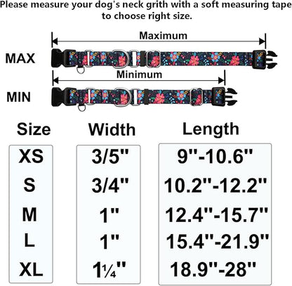 Martingale Collar for Dogs Floral Dog Collars for Small Medium Large Dogs with Buckle Adjustable Soft Nylon Dog Collar (Blue Pink Flower, XSmall)
