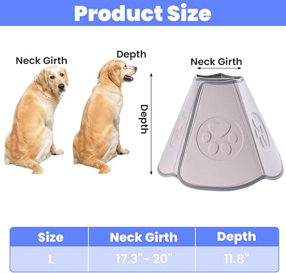 Soft Dog Cone Collar with Massage Points, Adjustable Recovery Collar for Large Dogs After Surgery to Stop Licking, Soothing Pet Cone for Wound Healing (Gray)