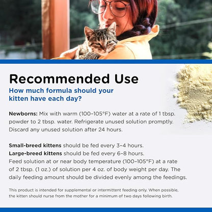Nutri-Vet Milk Replacer For Kittens, Powdered Milk, Kitten Essentials, Cat Care, Veterinarian Recommended Cat Essentials, Whelping Supplies, Nursing Supplies, 12oz