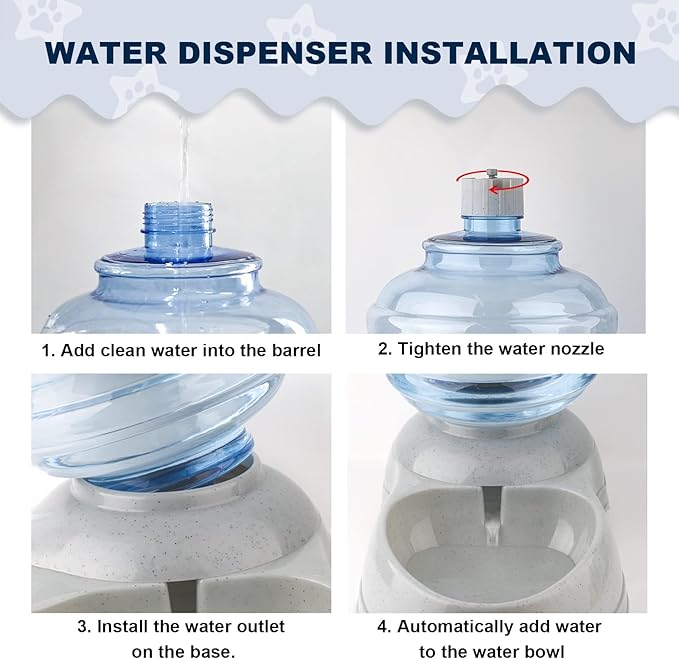 3 Gallon Large Dog Water Dispenser, Automatic Gravity Pet Waterer Station for Large Dogs and Multiple Pets, Indoor/Outdoor Dog Water Bowl with Anti-Slip Base, BPA-Free, Grey