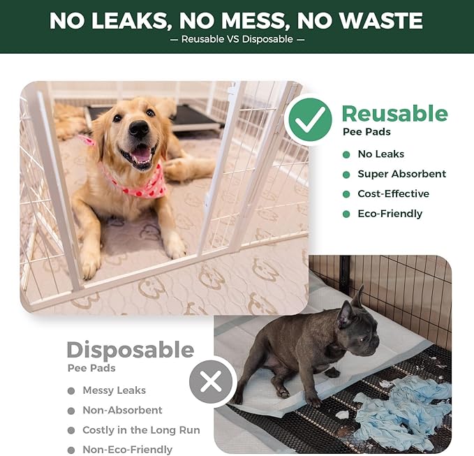 FXW Washable Pee Pads for Dogs, Leak-Proof & Non-Slip, Specifically Designed for FXW Rollick/Homeplus 32/40/45inch 6 Panels Dog Playpen, 35" Hexagon, Khaki, 2 Packs