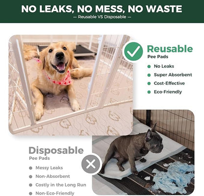 FXW Washable Pee Pads for Dogs, Puppy Pads with Super Absorbent, Specifically Designed for Potty Training, 30" x 70" Rectangle, Khaki, 2 Packs