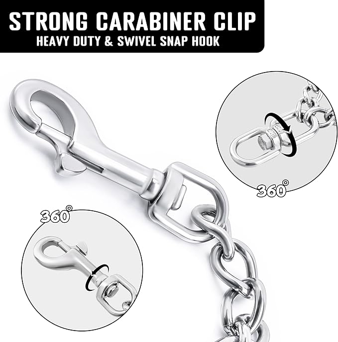 Prong Collar Safety Clip Stainless Steel Dog Safety Clip, Leash Backup with Dual Clasps, Collars and No Pull Harness Connectors