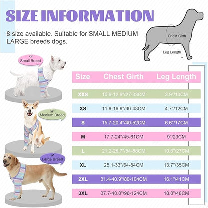 ROZKITCH Recovery Sleeve for Dogs Front Leg Right Left, Stretchy Elbow Protection with Hook and Loop, Easy on and Off Wound Cover for Joints Care Striped Bandage Stripe L