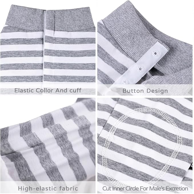 Dog Surgery Recovery Suit,Female Male Puppy Shirt,Dog Spay Neuter Onesie,E-Collar Cone Alternative,Abdominal Wound Protector,Prevent Licking Wound(Gray White Stripe-l)