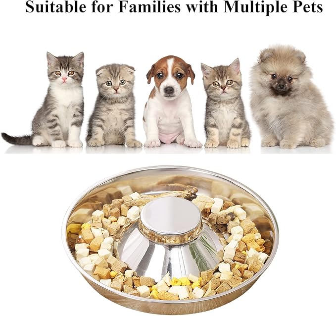 Stainless Steel Pet Bowl for Puppy and Cat, Dog Food and Water Feeding Bowl, Puppies and Kittens Weaning Bowls, Multiple Dogs and Cats Eat and Drink Together (1PC, M)