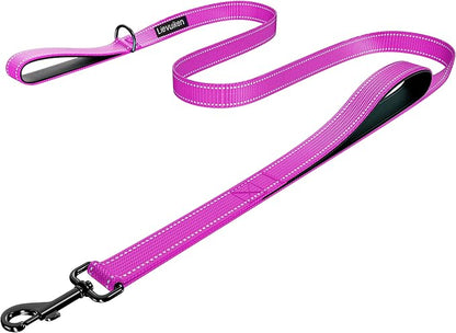 Dog Leash 4ft Long, Double Handle Dog Leash for Safety Control Training, Heavy Duty Dog Leads with Traffic Padded Handles, Reflective Leashes for Small Medium Large Dogs(4ft, Rosered)