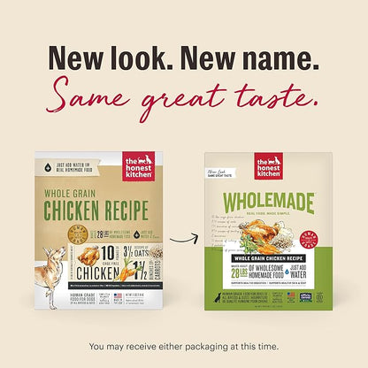 The Honest Kitchen Human Grade Wholemade™ Dehydrated Whole Grain Dog Food - Complete & Balanced Meal or Topper - Chicken 4 lb Box