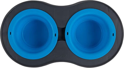 Dexas Pets Double Elevated Pet Feeder, Pro Blue, Small/1 Cup Capacity Bowls (PW1004322194) (Pack of 2)