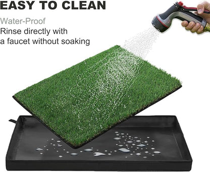 HQ4US 4LEGS Dog Grass Pad with Foldable Dog Litter Box, Small Liner Base (23”×15”) for Balcony, 2 Artficial Grass Pee Pads for Dogs, Pee Pad Holder, Potty Training