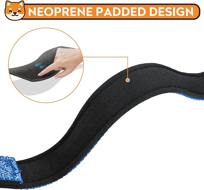 Reflective Dog Collar, Adjustable Soft Neoprene Padded Nylon Pet Collars with Buckle for Large Dogs, Navy Blue,L