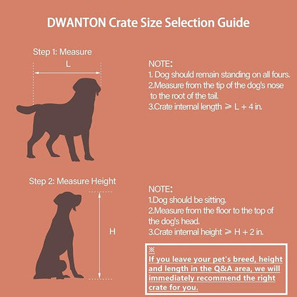 DWANTON Dog Crate Furniture with Cushion, Wooden Kennel Table with Double Doors, Indoor Dog House, Large Size, 38.5" L, Dark Gray