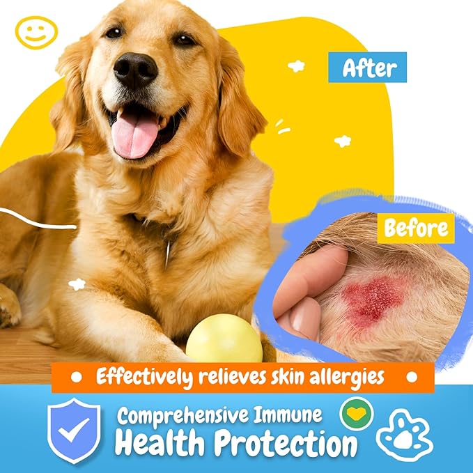 PENPEN Dog Allergy Relief Chews, Dog Itching Skin Relief, Omega 3 for Dogs Itch Supplement, Relieve Seasonal Allergy, Provide Immune Support (Peanut Butter Chews, 50ct)