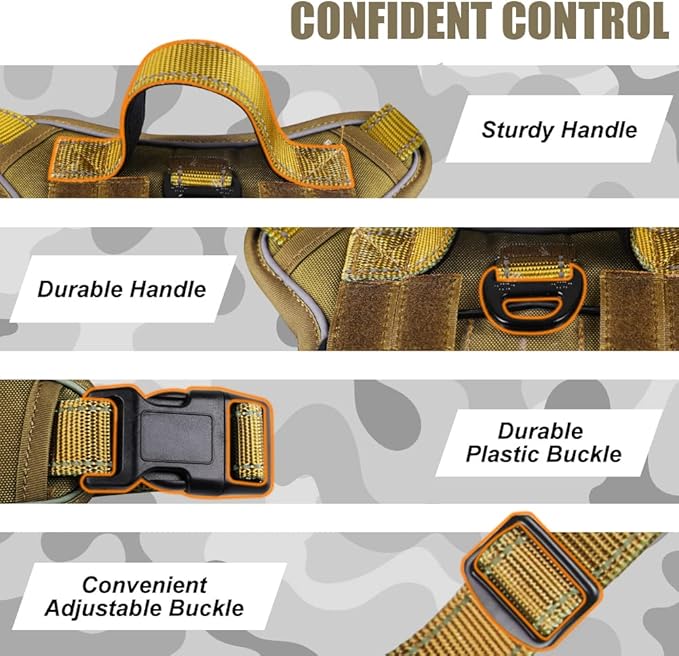 CBBPET Tactical Dog Harness for Small Medium Large Dogs No Pull Adjustable Harness Training Easy Control Pet Vest,Reflective Working Training (M(Neck:17-26,Chest:24-36))