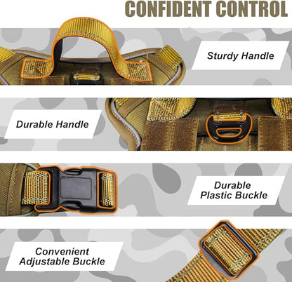 CBBPET Tactical Dog Harness for Small Medium Large Dogs No Pull Adjustable Harness Training Easy Control Pet Vest,Reflective Working Training (M(Neck:17-26,Chest:24-36))