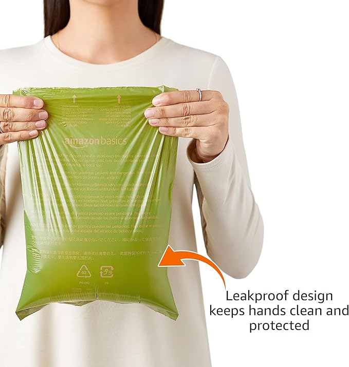 Amazon Basics Premium Leak Proof Dog Poop Bags with Dispenser and Leash Clip, Brazilian Mango Scented, 13" x 9", 270 Count (18 Rolls of 15), Easy-Tear