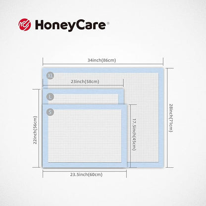 Honey Care All-Absorb 28"x44" Gigantic Dog and Puppy Training Pads, XXXL Dog Incontinence Training Pads, Made in The USA Dog Pee Pads(25 Count),White / Blue