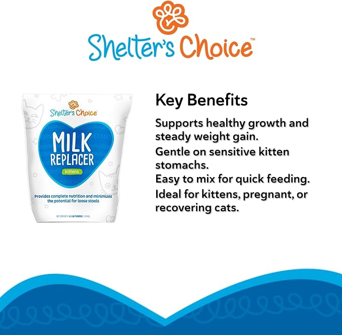 Revival Animal Health Shelter’s Choice Kitten Milk Replacer Powder, Complete and Balanced Milk Formula for Kittens and Adult Cats, Supports Healthy Growth and Digestion, 3.5 lb