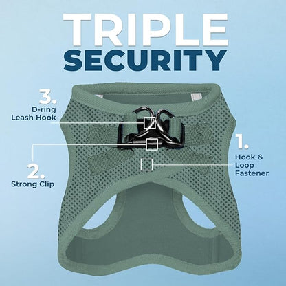 Best Pet Supplies Voyager Step-in Air Harness - All Weather Mesh, Reflective, No Pull Harness for Dogs, Cats - Secure with Hook & Loop Fastener, Buckle, Double D-Rings - Moss Green, L
