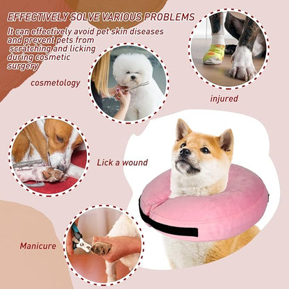 Inflatable Dog Cone Collar-Soft Protective Cone for Dogs After Surgery,Dog Donut Collar for Large Medium Small Dogs and Cats (Pink,Large)
