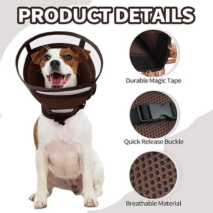Allroaring Dog Cone Collar, Soft Cone for Dogs to Stop Licking, Adjustable Breathable Dog Cones for Medium Dogs Wound Care, Spay, Neuter, Pet Surgery Collar Brown M