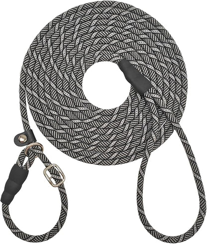 50FT Long Slip Lead Dog Leash, Anti-Choking Reflective Rope Training Leash for Medium Dogs Small Puppy Pets (Grey, 1/3 in)