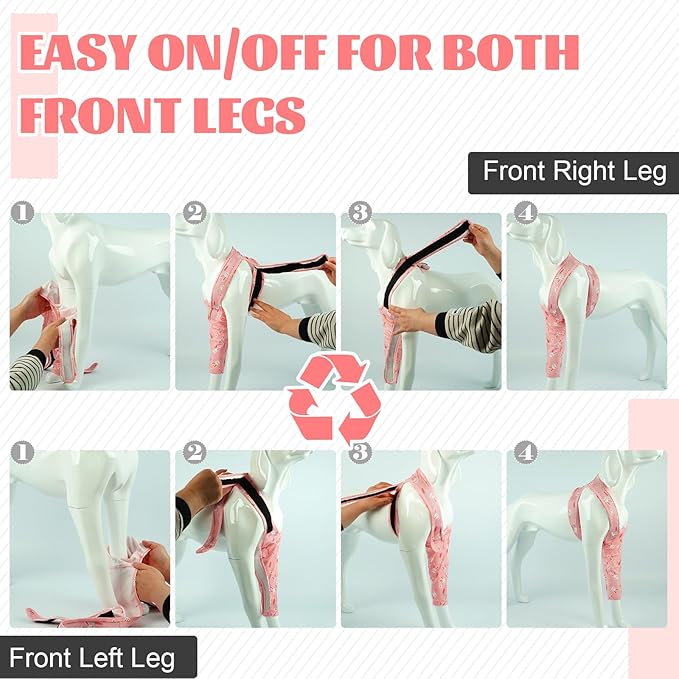 ROZKITCH Dog Sleeves for Wounds Front Legs Right Left Leg, Pet Prevent Licking Wound Elbow Knee Protector, Dog Recovery Suit Cone Collar Alternative for Sprain ACL CCL Arthritis Joint Care Rabbit S
